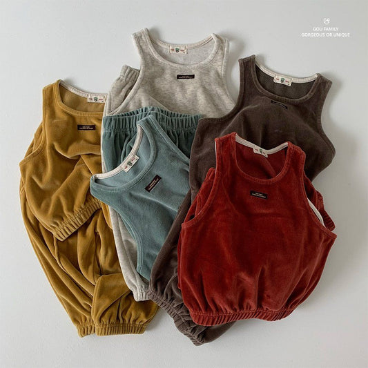 [PRE-ORDER] Velour Vest Top Bottom Set
