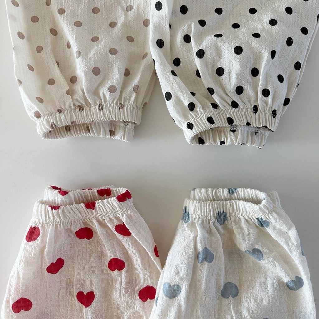 Summer Sausage Pants [Blue Heart, Beige Dot/100/M(3-4yr)]