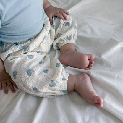 Summer Sausage Pants [Blue Heart, Beige Dot/100/M(3-4yr)]