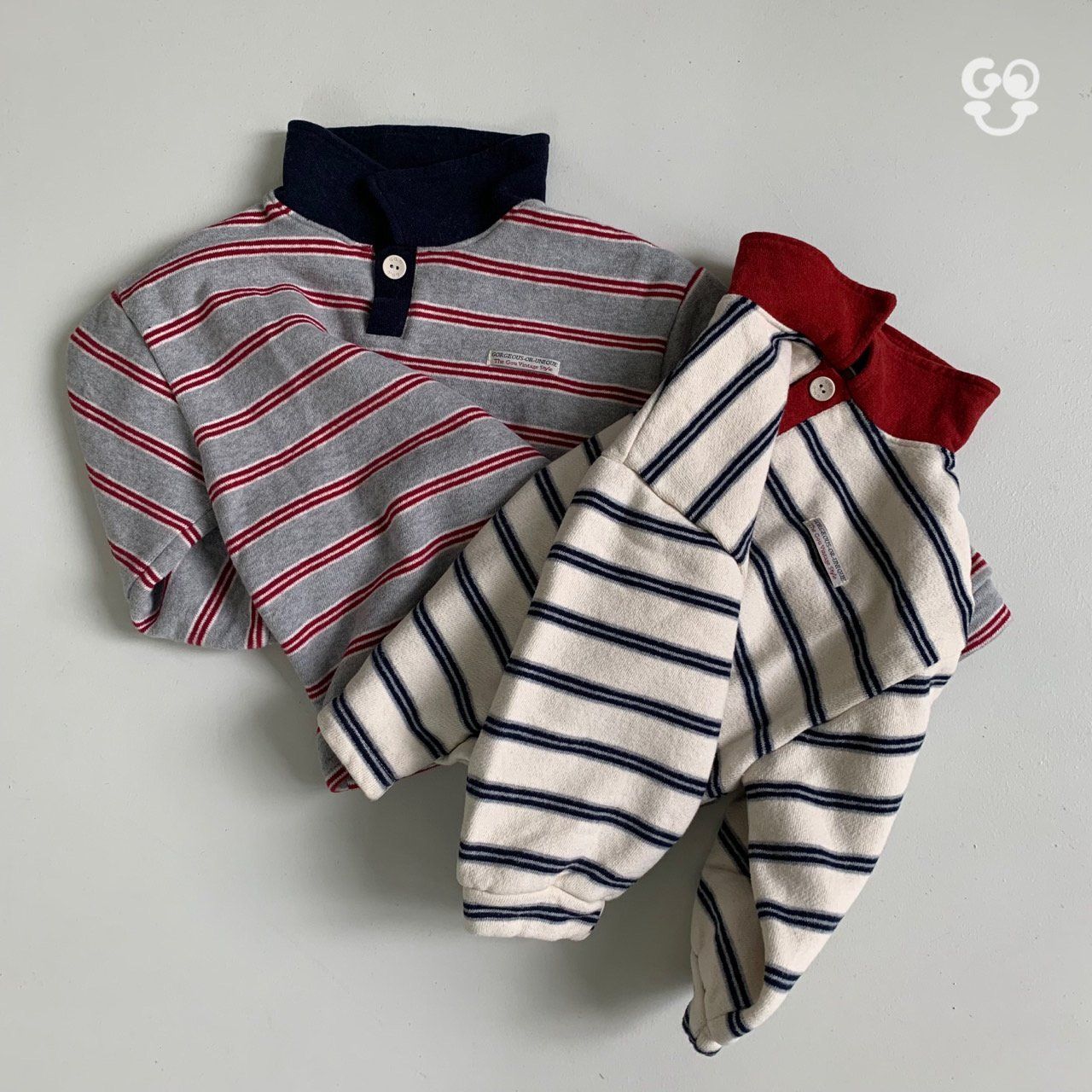 Stripe Collar T-Shirts [Ivory/Red/M(3-4yr)]