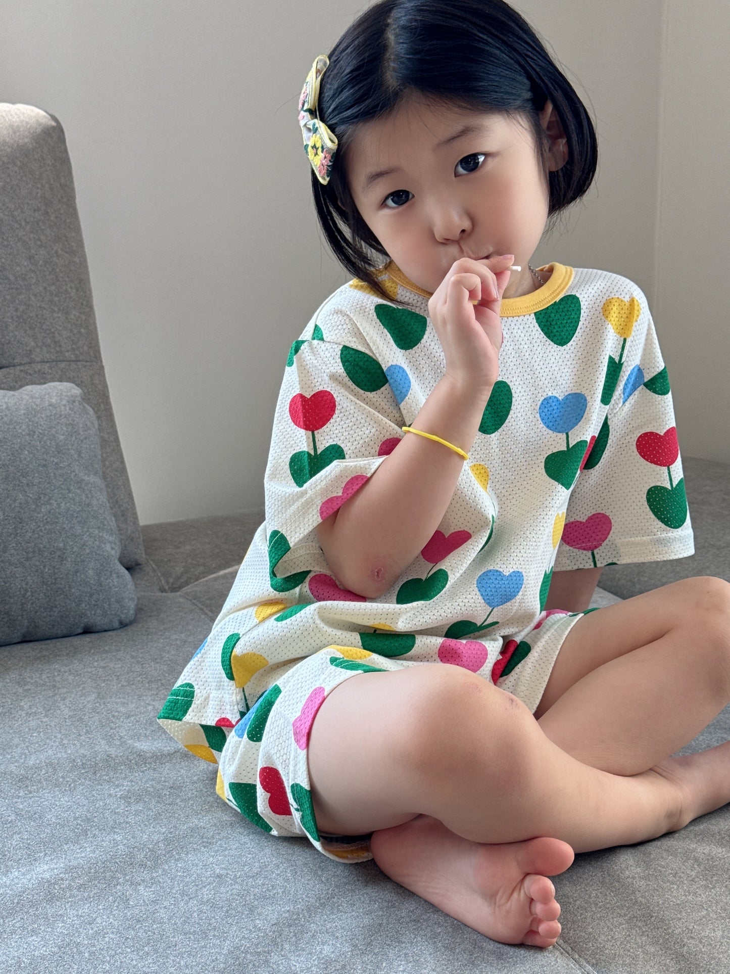 Happy Pop Cotton Mesh Home Wear Set