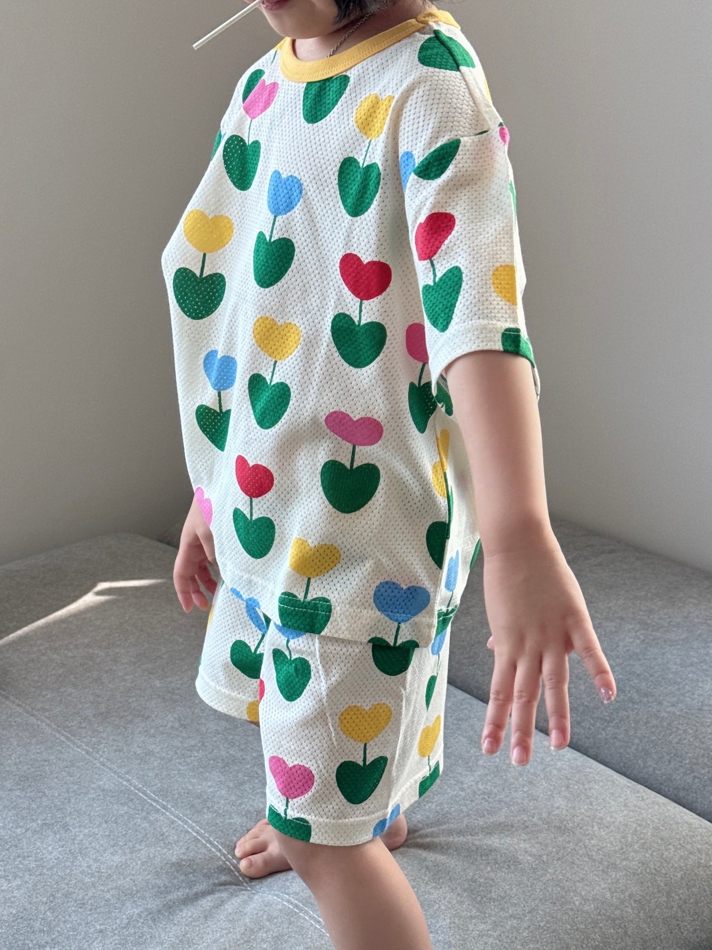 Happy Pop Cotton Mesh Home Wear Set