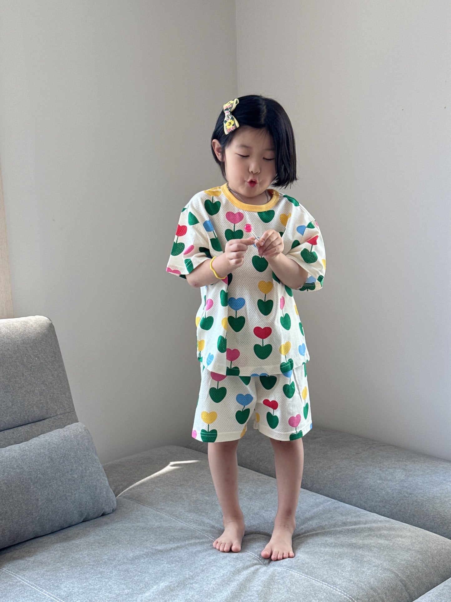 Happy Pop Cotton Mesh Home Wear Set