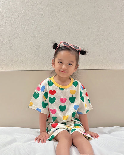 Happy Pop Cotton Mesh Home Wear Set