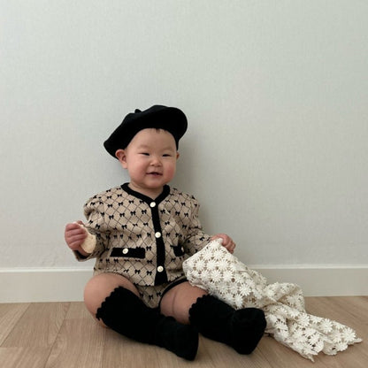 [PRE-ORDER] Ribbon Baby Cardigan Bloomer Set