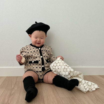 [PRE-ORDER] Ribbon Baby Cardigan Bloomer Set