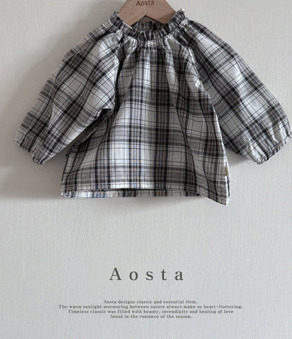 Lecheck Blouse [Black Check/XL(3-4yr)]
