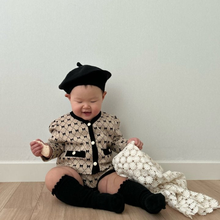 [PRE-ORDER] Ribbon Baby Cardigan Bloomer Set