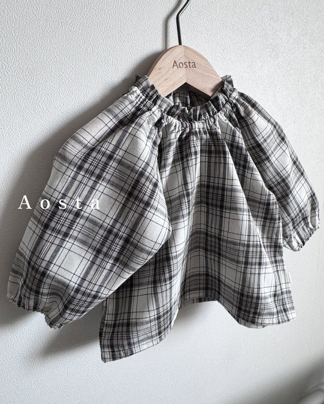 Lecheck Blouse [Black Check/XL(3-4yr)]