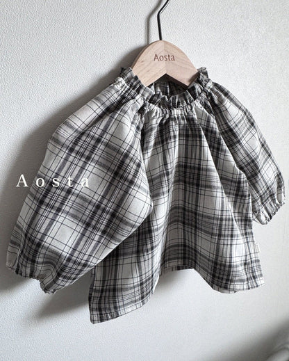 Lecheck Blouse [Black Check/XL(3-4yr)]