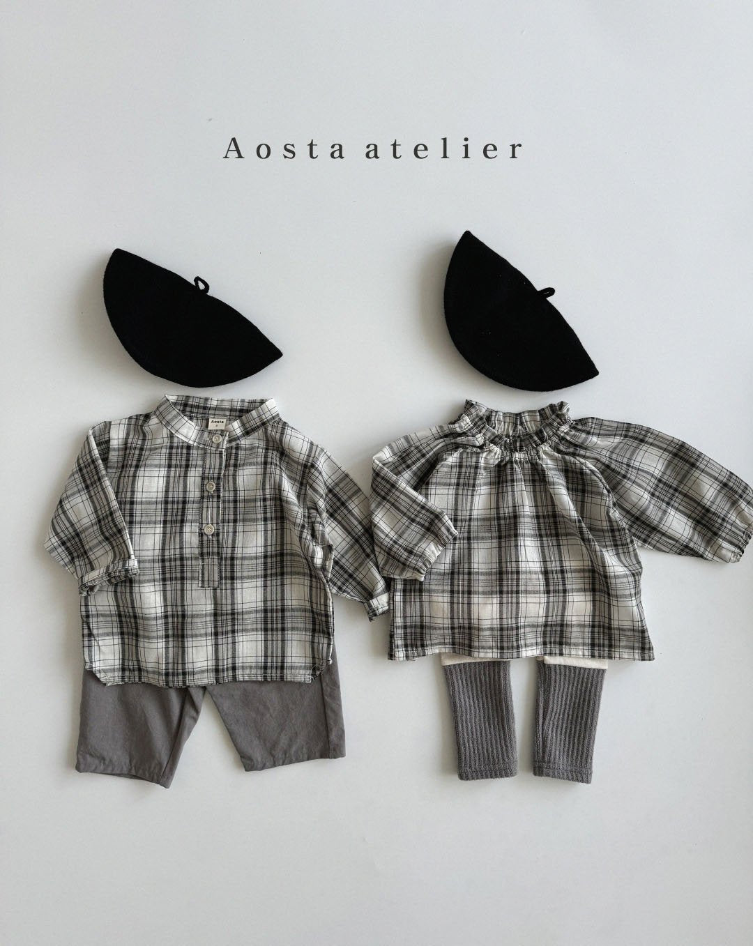 Lecheck Blouse [Black Check/XL(3-4yr)]