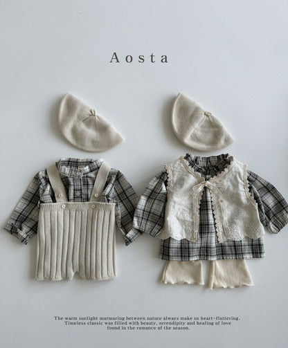 Lecheck Blouse [Black Check/XL(3-4yr)]