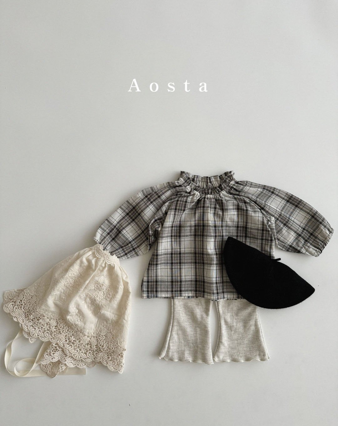 Lecheck Blouse [Black Check/XL(3-4yr)]