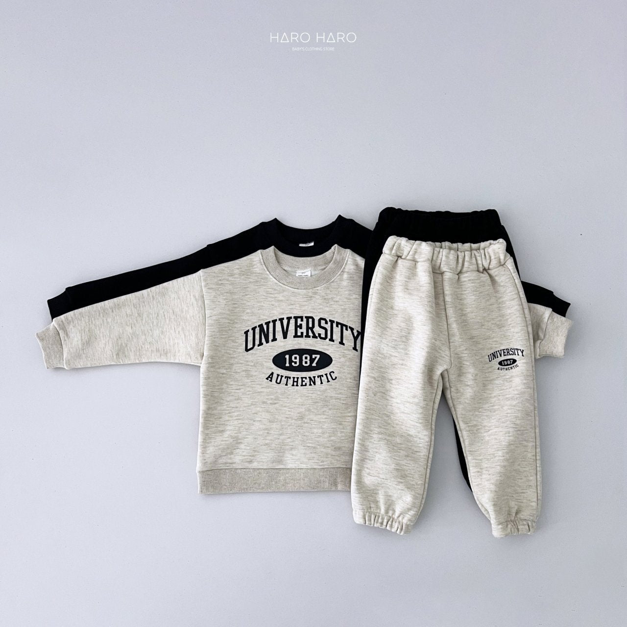 University Top Bottom Set [Oatmeal/S(2-3yr)]