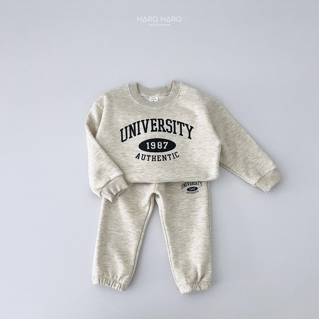 University Top Bottom Set [Oatmeal/S(2-3yr)]