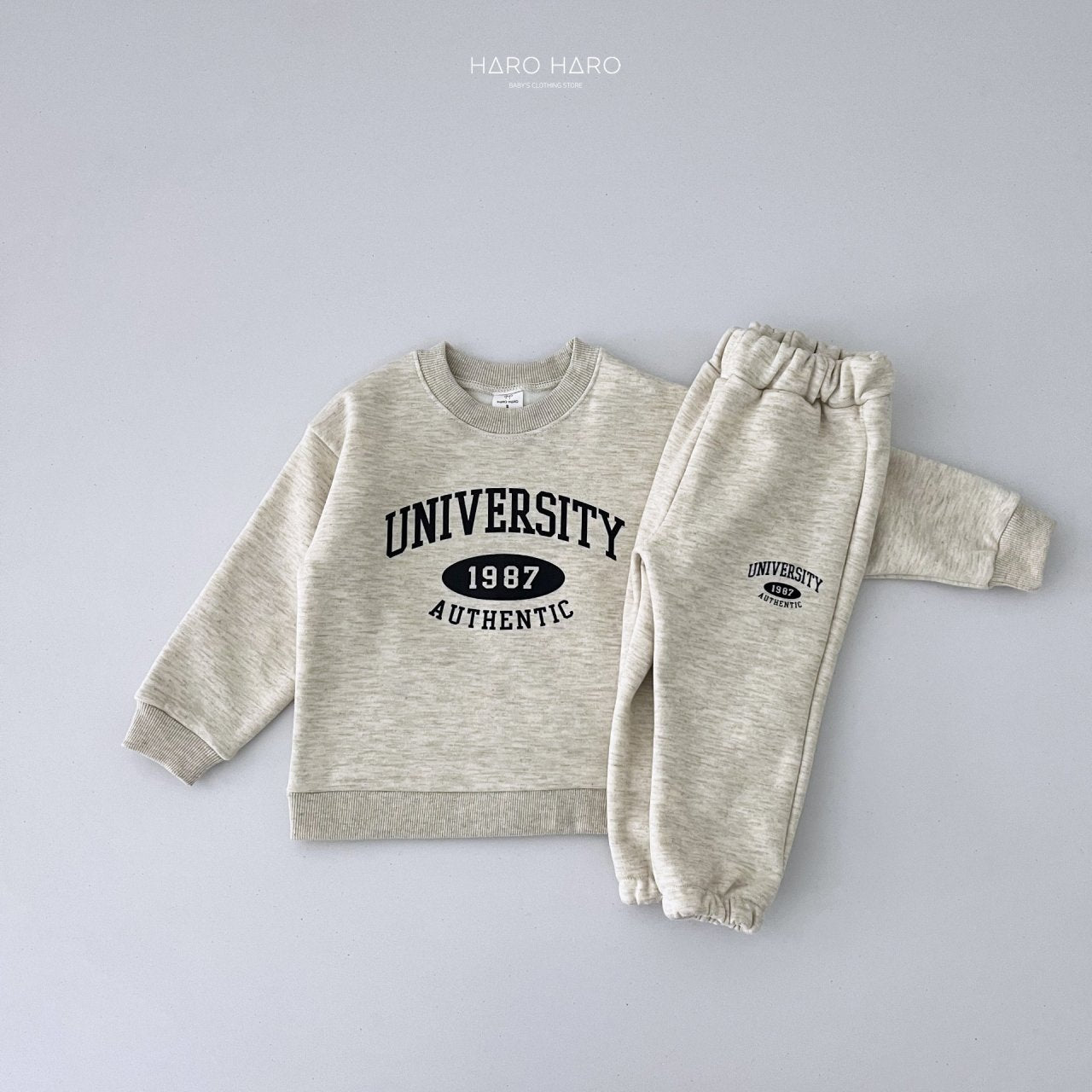 University Top Bottom Set [Oatmeal/S(2-3yr)]