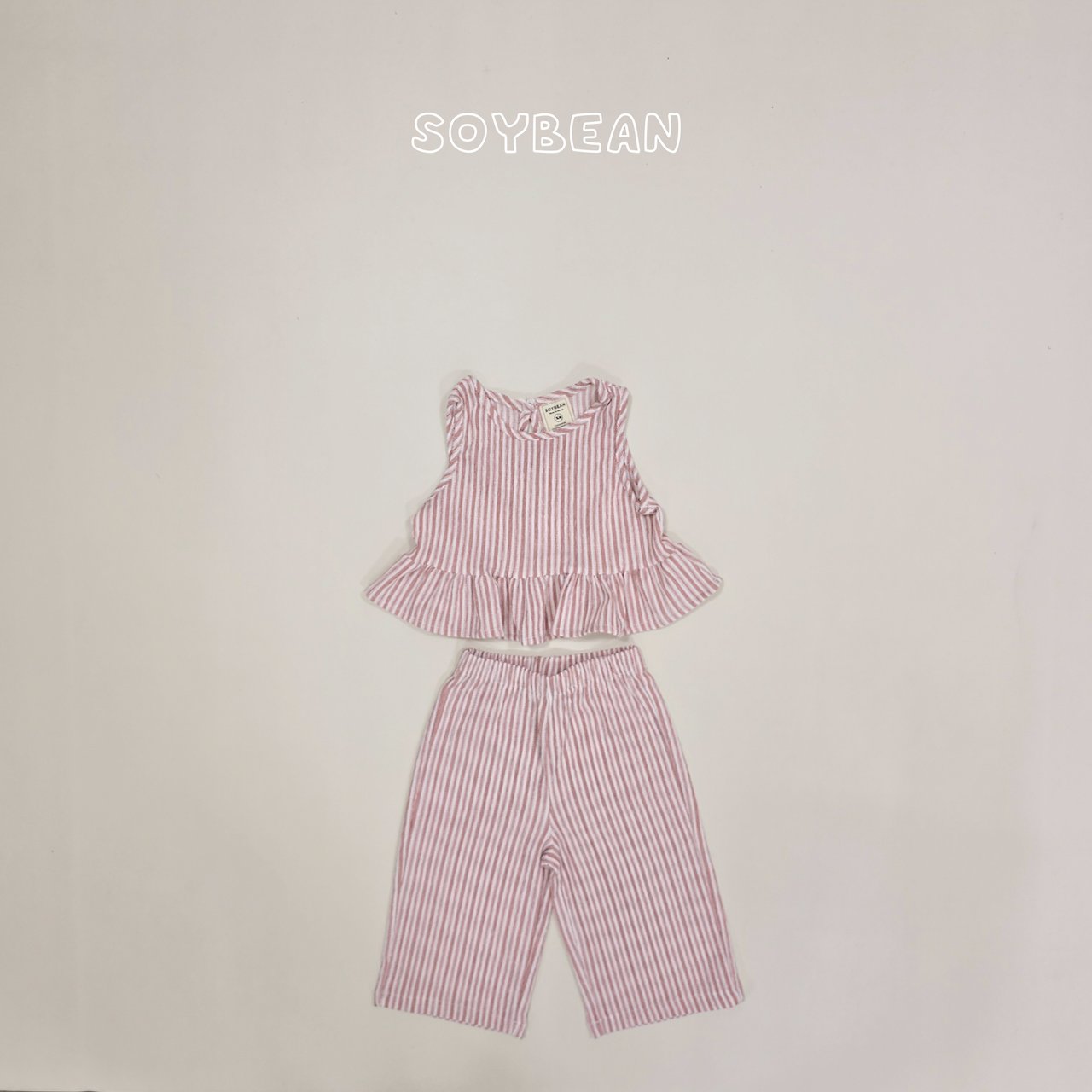 [PRE-ORDER] Cool Stripe Frill Top Bottom Set