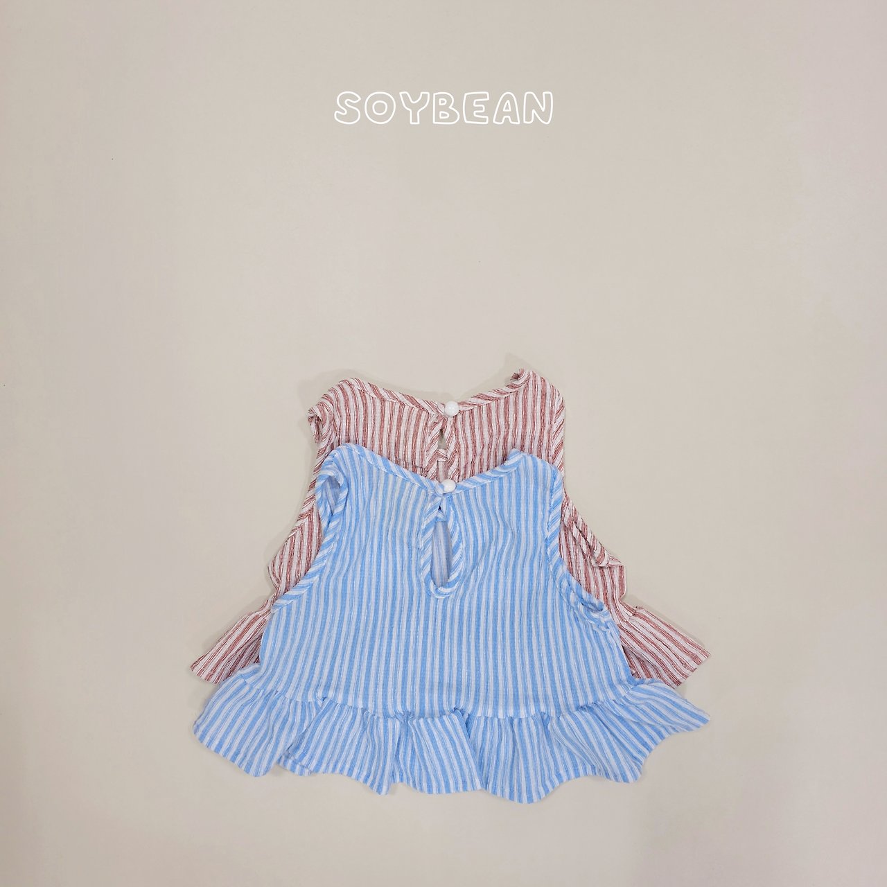 [PRE-ORDER] Cool Stripe Frill Top Bottom Set