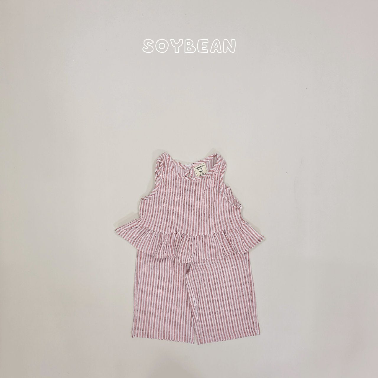 [PRE-ORDER] Cool Stripe Frill Top Bottom Set