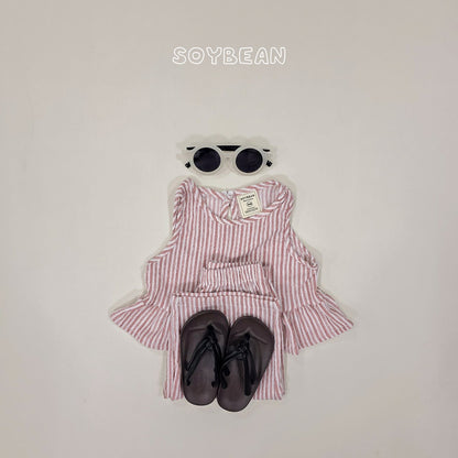 [PRE-ORDER] Cool Stripe Frill Top Bottom Set