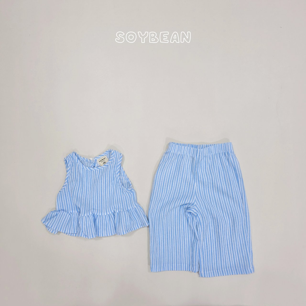 [PRE-ORDER] Cool Stripe Frill Top Bottom Set