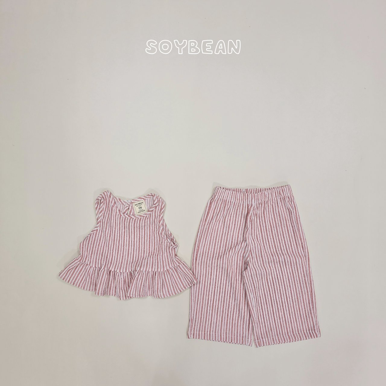[PRE-ORDER] Cool Stripe Frill Top Bottom Set