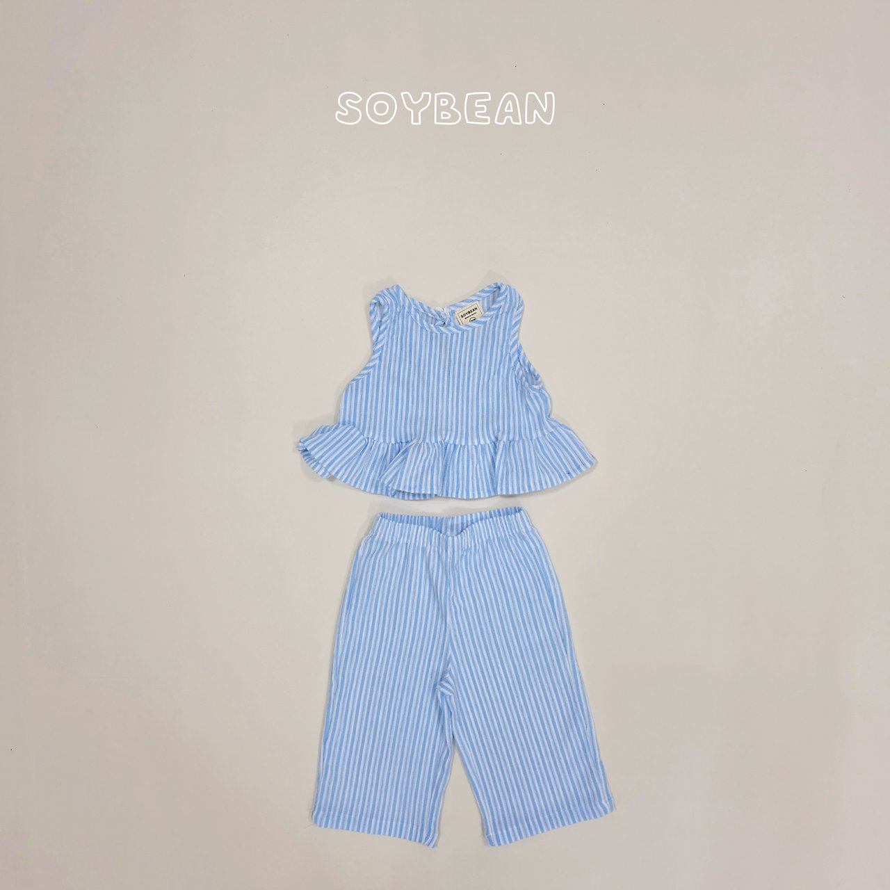 [PRE-ORDER] Cool Stripe Frill Top Bottom Set