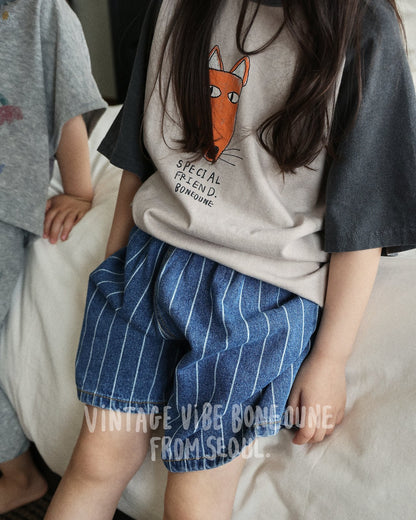 [PRE-ORDER] Stripe Denim Shorts