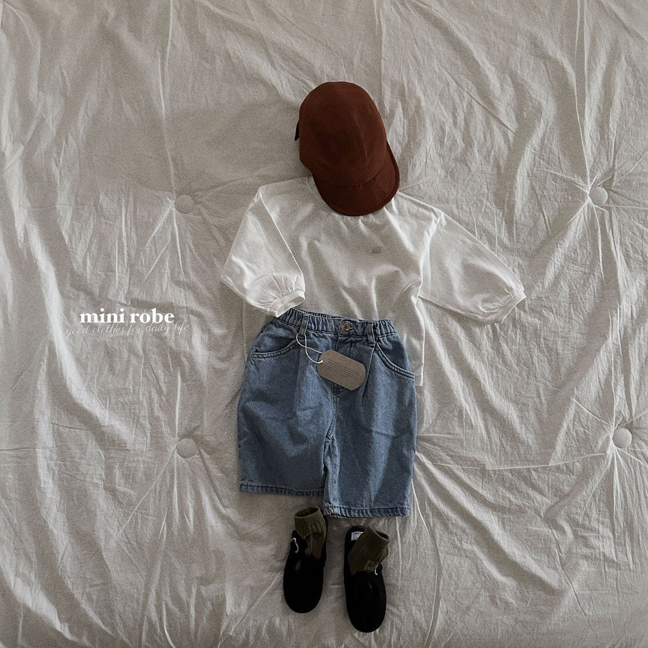Pin-Tuck Denim Pants [Light Denim/XL(3-4yr)]