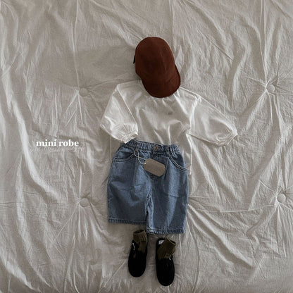 Pin-Tuck Denim Pants [Light Denim/XL(3-4yr)]