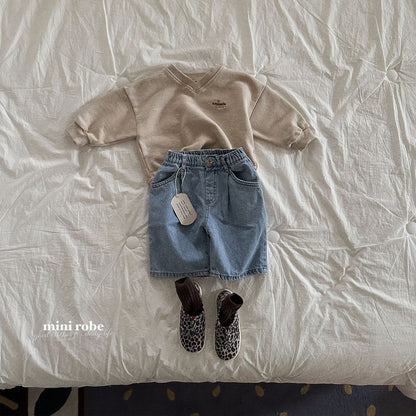 Pin-Tuck Denim Pants [Light Denim/XL(3-4yr)]