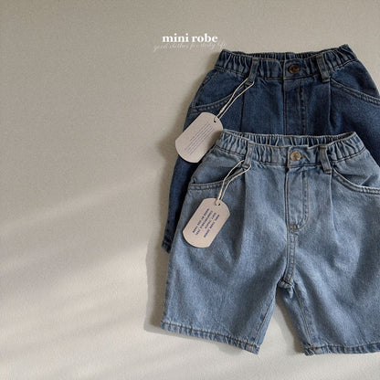 Pin-Tuck Denim Pants [Light Denim/XL(3-4yr)]