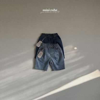 Pin-Tuck Denim Pants [Light Denim/XL(3-4yr)]