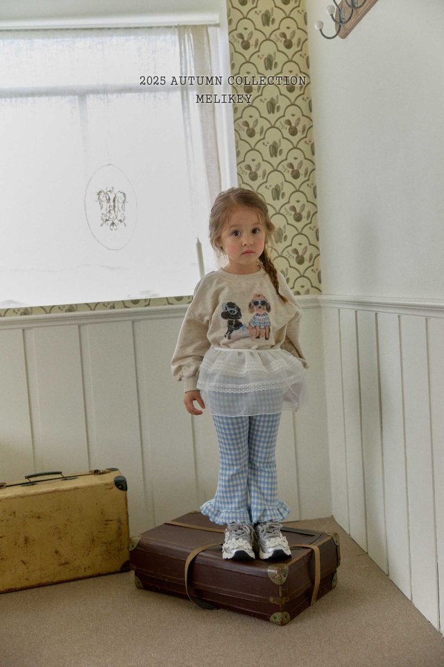 [PRE-ORDER] Small Check Frill Boot-Cut Pants