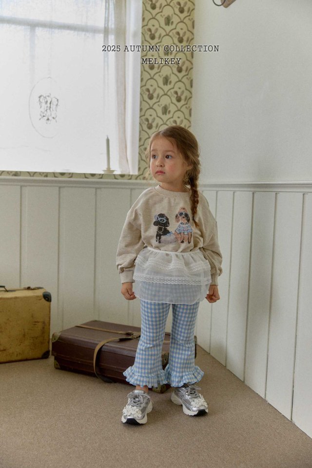 [PRE-ORDER] Small Check Frill Boot-Cut Pants