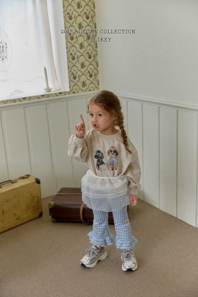 [PRE-ORDER] Small Check Frill Boot-Cut Pants