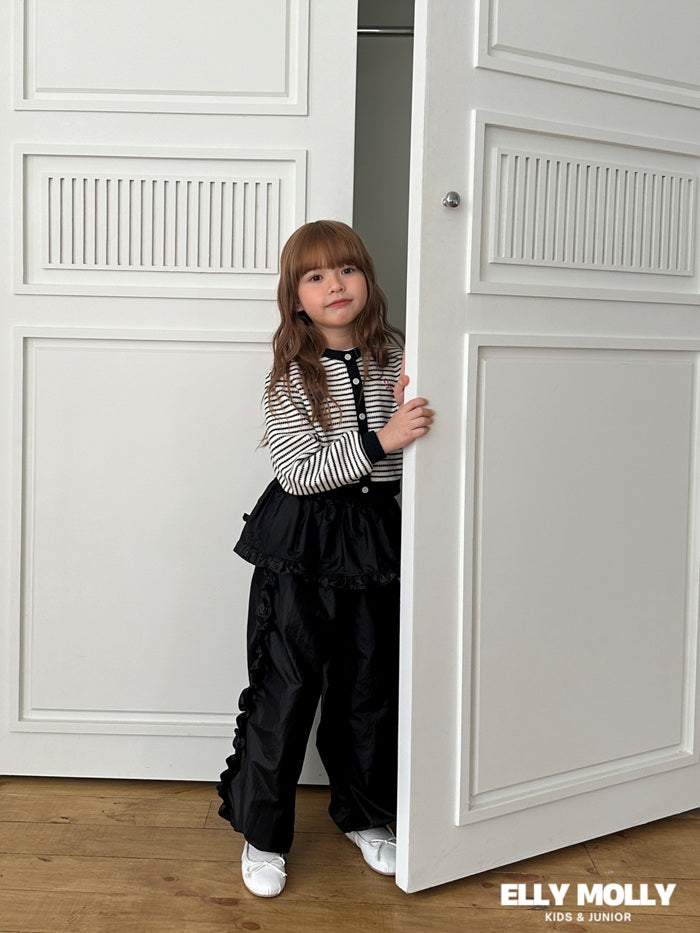 Woven Rose Frill Pants [Black/L(4-5yr)]
