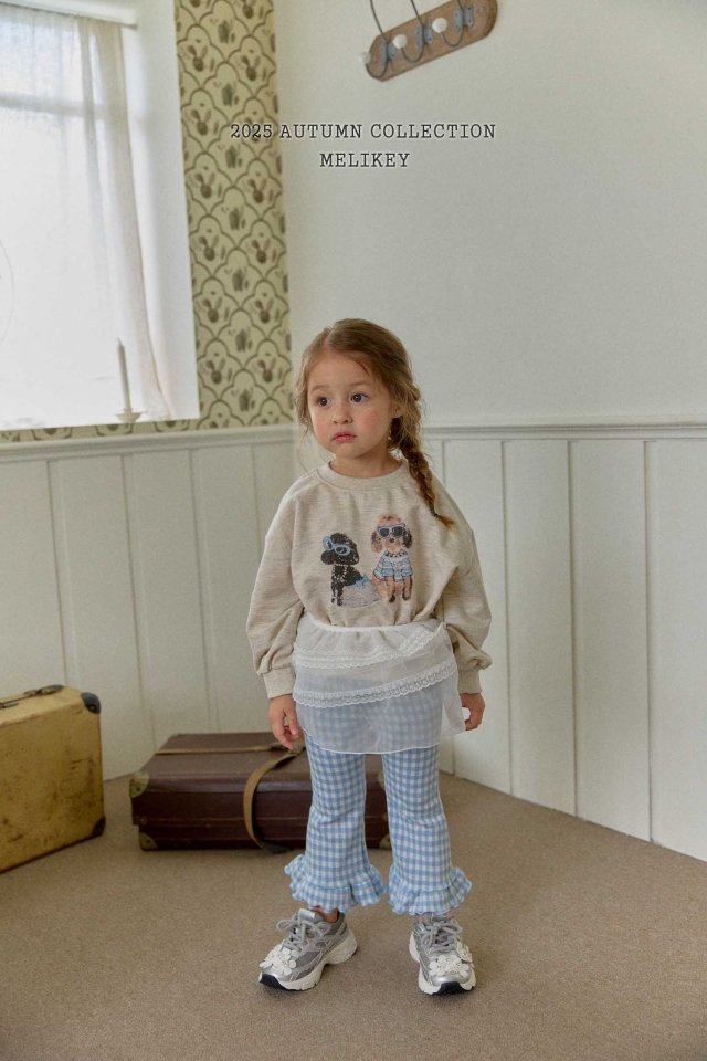 [PRE-ORDER] Small Check Frill Boot-Cut Pants