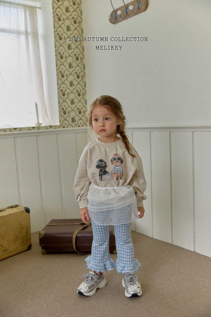 [PRE-ORDER] Small Check Frill Boot-Cut Pants