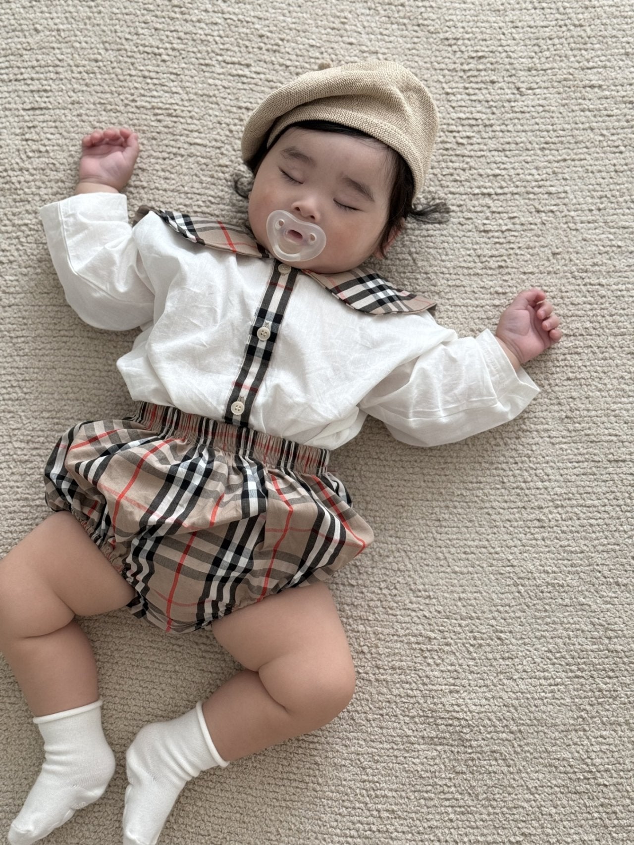 [PRE-ORDER] Check Baby Shirts + Bloomer Set