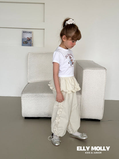 Woven Rose Frill Pants [Black/L(4-5yr)]
