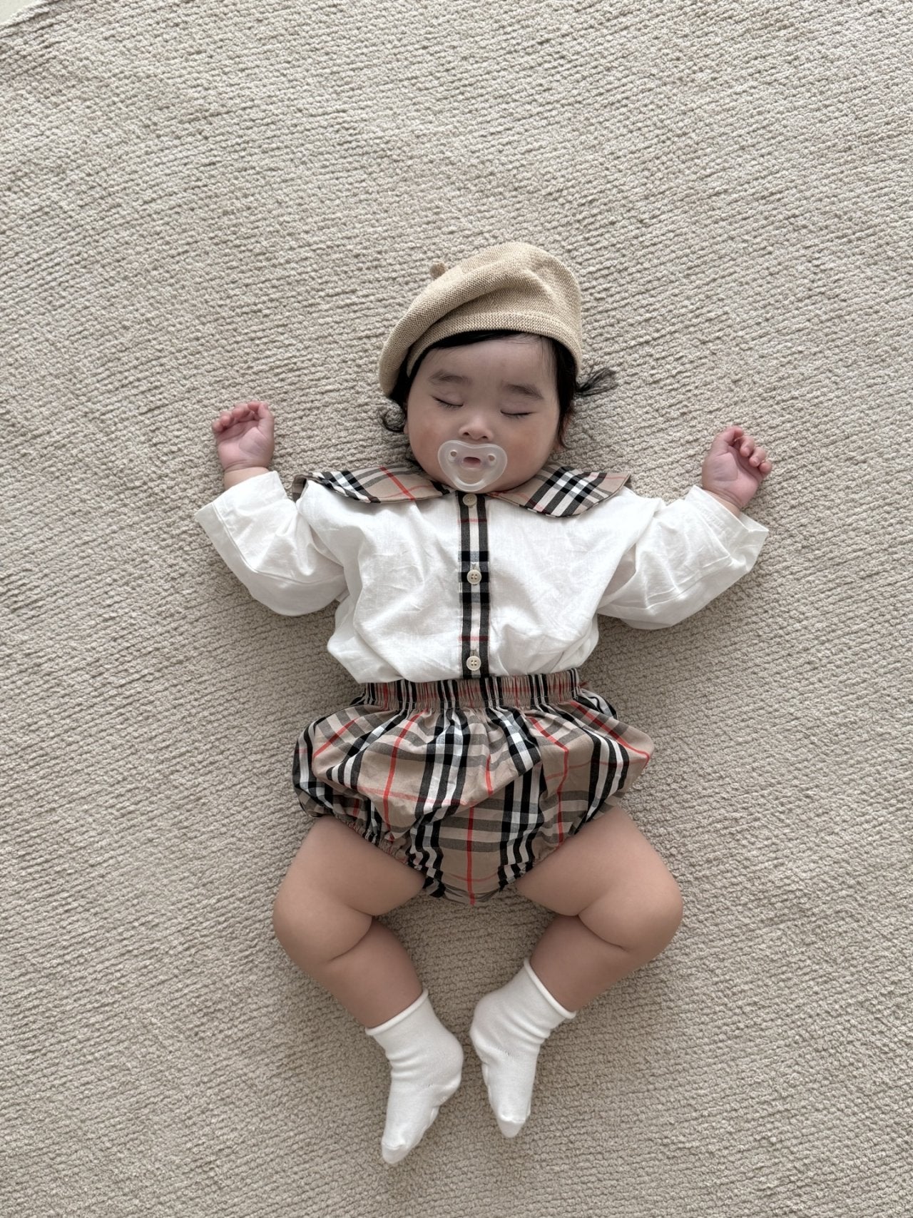 [PRE-ORDER] Check Baby Shirts + Bloomer Set