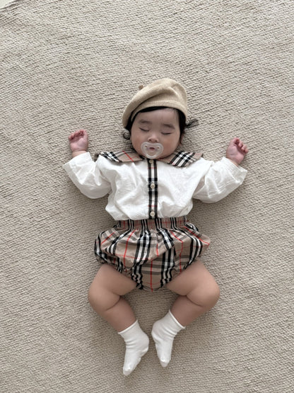 [PRE-ORDER] Check Baby Shirts + Bloomer Set