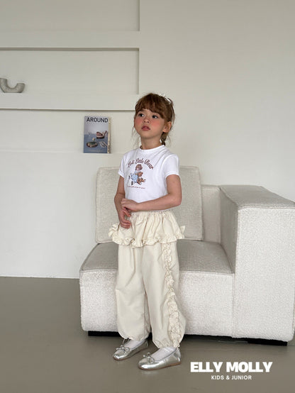 Woven Rose Frill Pants [Black/L(4-5yr)]