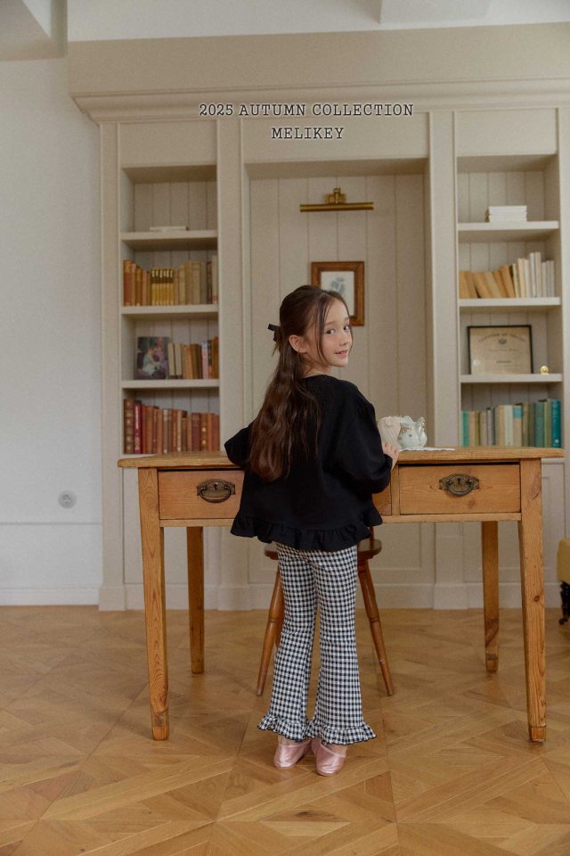 [PRE-ORDER] Small Check Frill Boot-Cut Pants