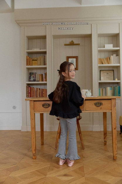 [PRE-ORDER] Small Check Frill Boot-Cut Pants
