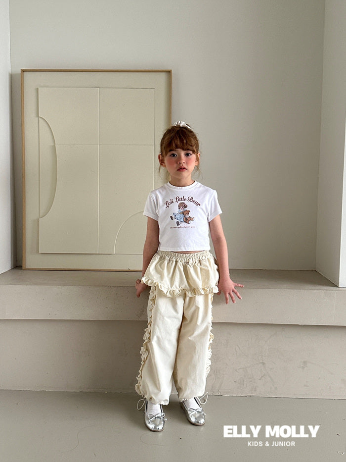 Woven Rose Frill Pants [Black/L(4-5yr)]