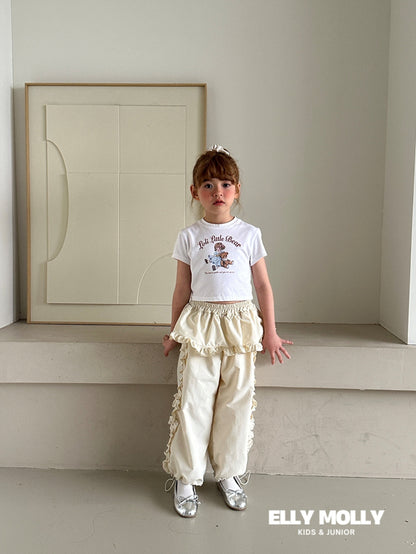 Woven Rose Frill Pants [Black/L(4-5yr)]