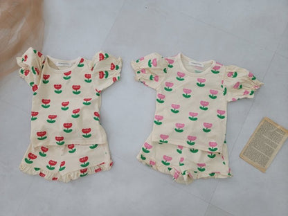 [PRE-ORDER] Tulip Frill Top Bottom Set
