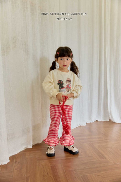 [PRE-ORDER] Small Check Frill Boot-Cut Pants